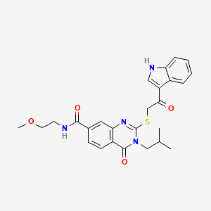 2-((2-(1H-indol-3-yl)-2-oxoethyl)thio)-3-isobutyl-N-(2-methoxyethyl)-4-oxo-3,4-dihydroquinazoline-7-carboxamide
