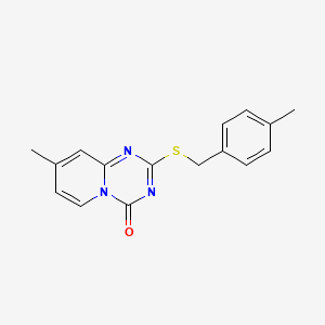 molecular formula C16H15N3OS B2968632 8-methyl-2-{[(4-methylphenyl)methyl]sulfanyl}-4H-pyrido[1,2-a][1,3,5]triazin-4-one CAS No. 896333-83-8