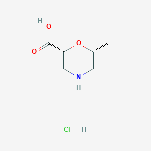 molecular formula C6H12ClNO3 B2968634 (2R,6R)-6-Methylmorpholine-2-carboxylic acid hcl CAS No. 2059915-35-2