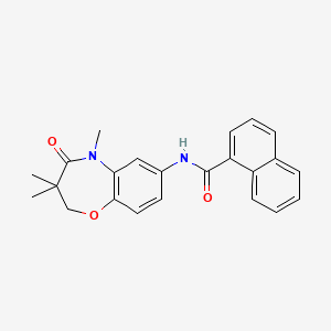 molecular formula C23H22N2O3 B2968641 N-(3,3,5-trimethyl-4-oxo-2,3,4,5-tetrahydrobenzo[b][1,4]oxazepin-7-yl)-1-naphthamide CAS No. 921812-21-7
