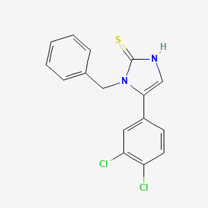 molecular formula C16H12Cl2N2S B2968643 1-benzyl-5-(3,4-dichlorophenyl)-1H-imidazole-2(3H)-thione CAS No. 1105190-95-1
