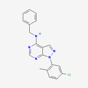 molecular formula C19H16ClN5 B2968651 N-苄基-1-(5-氯-2-甲基苯基)-1H-吡唑并[3,4-d]嘧啶-4-胺 CAS No. 890938-81-5