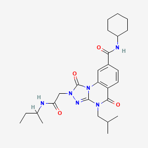 molecular formula C26H36N6O4 B2968656 2-(2-(sec-butylamino)-2-oxoethyl)-N-cyclohexyl-4-isobutyl-1,5-dioxo-1,2,4,5-tetrahydro-[1,2,4]triazolo[4,3-a]quinazoline-8-carboxamide CAS No. 1242854-99-4