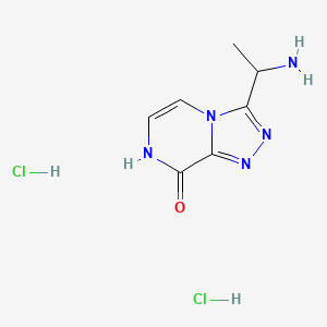 molecular formula C7H11Cl2N5O B2968667 3-(1-aminoethyl)-7H,8H-[1,2,4]triazolo[4,3-a]pyrazin-8-one dihydrochloride CAS No. 2089258-76-2