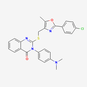 molecular formula C27H23ClN4O2S B2968668 2-(((2-(4-氯苯基)-5-甲基恶唑-4-基)甲基)硫)-3-(4-(二甲氨基)苯基)喹唑啉-4(3H)-酮 CAS No. 1114828-03-3