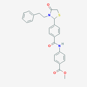 molecular formula C26H24N2O4S B296867 Methyl 4-({4-[4-oxo-3-(2-phenylethyl)-1,3-thiazolidin-2-yl]benzoyl}amino)benzoate 