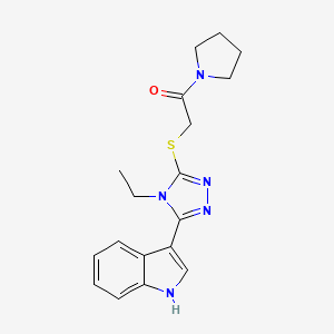 2-((4-ethyl-5-(1H-indol-3-yl)-4H-1,2,4-triazol-3-yl)thio)-1-(pyrrolidin-1-yl)ethanone