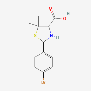 molecular formula C12H14BrNO2S B2968677 2-(4-溴苯基)-5,5-二甲基-1,3-噻唑烷-4-甲酸 CAS No. 1214132-91-8