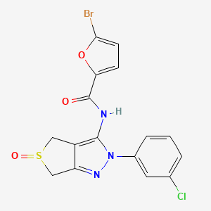molecular formula C16H11BrClN3O3S B2968697 5-bromo-N-[2-(3-chlorophenyl)-5-oxo-4,6-dihydrothieno[3,4-c]pyrazol-3-yl]furan-2-carboxamide CAS No. 1020453-13-7