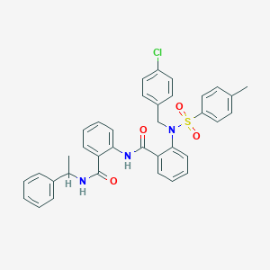 molecular formula C36H32ClN3O4S B296870 2-{(4-chlorobenzyl)[(4-methylphenyl)sulfonyl]amino}-N-{2-[(1-phenylethyl)carbamoyl]phenyl}benzamide 