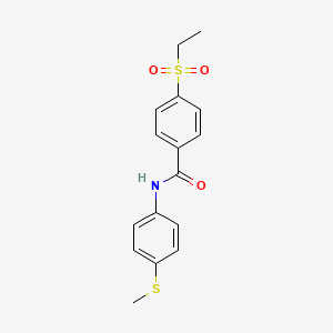 molecular formula C16H17NO3S2 B2968700 4-(ethylsulfonyl)-N-(4-(methylthio)phenyl)benzamide CAS No. 920186-13-6