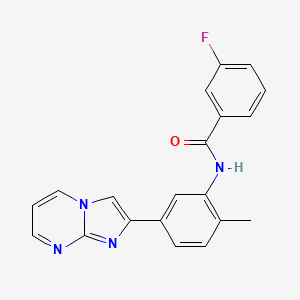 3-fluoro-N-(5-imidazo[1,2-a]pyrimidin-2-yl-2-methylphenyl)benzamide