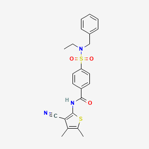 molecular formula C23H23N3O3S2 B2968705 4-(N-benzyl-N-ethylsulfamoyl)-N-(3-cyano-4,5-dimethylthiophen-2-yl)benzamide CAS No. 896304-96-4