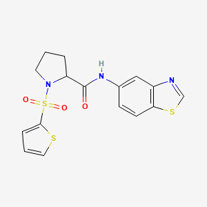 molecular formula C16H15N3O3S3 B2968707 N-(苯并[d]噻唑-5-基)-1-(噻吩-2-基磺酰基)吡咯烷-2-甲酰胺 CAS No. 1103236-81-2