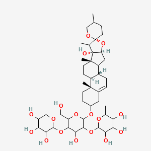 molecular formula C44H70O17 B2968709 2-[4-Hydroxy-6-(hydroxymethyl)-2-[(1R,4S,6R,8S,9S,12S,13R)-8-hydroxy-5',7,9,13-tetramethylspiro[5-oxapentacyclo[10.8.0.02,9.04,8.013,18]icos-18-ene-6,2'-oxane]-16-yl]oxy-5-(3,4,5-trihydroxyoxan-2-yl)oxyoxan-3-yl]oxy-6-methyloxane-3,4,5-triol CAS No. 313054-32-9
