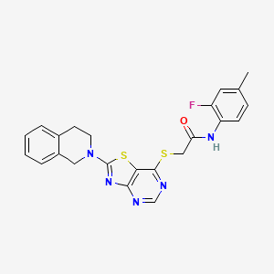 2-((2-(3,4-dihydroisoquinolin-2(1H)-yl)thiazolo[4,5-d]pyrimidin-7-yl)thio)-N-(2-fluoro-4-methylphenyl)acetamide
