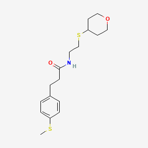 molecular formula C17H25NO2S2 B2968726 3-[4-(methylsulfanyl)phenyl]-N-[2-(oxan-4-ylsulfanyl)ethyl]propanamide CAS No. 2034484-69-8