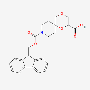 molecular formula C24H25NO6 B2968733 9-(9H-Fluoren-9-ylmethoxycarbonyl)-1,4-dioxa-9-azaspiro[5.5]undecane-2-carboxylic acid CAS No. 2416231-29-1