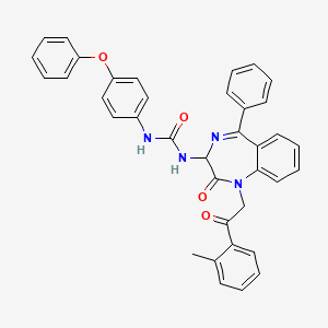 N-(2,5-diaza-2-(2-(2-methylphenyl)-2-oxoethyl)-3-oxo-6-phenylbicyclo[5.4.0]undeca-1(7),5,8,10-tetraen-4-yl)((4-phenoxyphenyl)amino)formamide