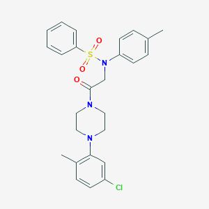 molecular formula C26H28ClN3O3S B296874 N-{2-[4-(5-chloro-2-methylphenyl)-1-piperazinyl]-2-oxoethyl}-N-(4-methylphenyl)benzenesulfonamide 