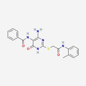 N-(4-amino-6-oxo-2-((2-oxo-2-(o-tolylamino)ethyl)thio)-1,6-dihydropyrimidin-5-yl)benzamide