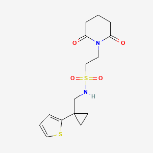 molecular formula C15H20N2O4S2 B2968749 2-(2,6-二氧代哌啶-1-基)-N-((1-(噻吩-2-基)环丙基)甲基)乙磺酰胺 CAS No. 1210886-93-3