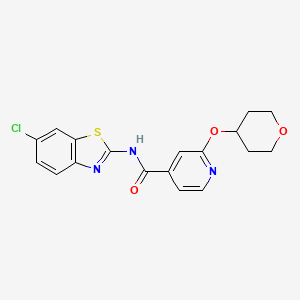 molecular formula C18H16ClN3O3S B2968758 N-(6-chlorobenzo[d]thiazol-2-yl)-2-((tetrahydro-2H-pyran-4-yl)oxy)isonicotinamide CAS No. 2034622-42-7