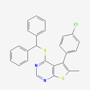 molecular formula C26H19ClN2S2 B2968767 4-Benzhydrylsulfanyl-5-(4-chlorophenyl)-6-methylthieno[2,3-d]pyrimidine CAS No. 670271-20-2