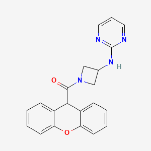 molecular formula C21H18N4O2 B2968768 (3-(嘧啶-2-基氨基)氮杂环丁-1-基)(9H-黄嘌呤-9-基)甲甲酮 CAS No. 2034605-65-5
