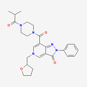 molecular formula C26H31N5O4 B2968778 7-(4-isobutyrylpiperazine-1-carbonyl)-2-phenyl-5-((tetrahydrofuran-2-yl)methyl)-2H-pyrazolo[4,3-c]pyridin-3(5H)-one CAS No. 1021207-35-1
