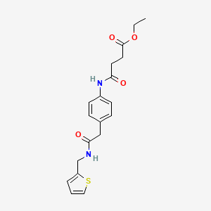 molecular formula C19H22N2O4S B2968780 Ethyl 4-oxo-4-((4-(2-oxo-2-((thiophen-2-ylmethyl)amino)ethyl)phenyl)amino)butanoate CAS No. 1206988-51-3