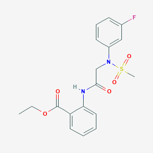 molecular formula C18H19FN2O5S B296879 Ethyl 2-({[3-fluoro(methylsulfonyl)anilino]acetyl}amino)benzoate 