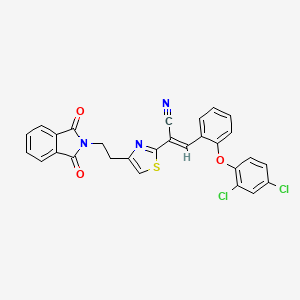 molecular formula C28H17Cl2N3O3S B2968791 (E)-3-[2-(2,4-二氯苯氧基)苯基]-2-[4-[2-(1,3-二氧代异吲哚-2-基)乙基]-1,3-噻唑-2-基]丙-2-烯腈 CAS No. 866019-87-6