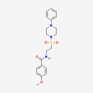 molecular formula C20H25N3O4S B2968800 4-甲氧基-N-(2-((4-苯基哌嗪-1-基)磺酰基)乙基)苯甲酰胺 CAS No. 899979-61-4