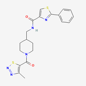 N-((1-(4-methyl-1,2,3-thiadiazole-5-carbonyl)piperidin-4-yl)methyl)-2-phenylthiazole-4-carboxamide