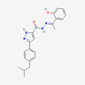 molecular formula C22H24N4O2 B2968803 (E)-N'-(1-(2-羟基苯基)亚乙基)-3-(4-异丁基苯基)-1H-吡唑-5-甲酰肼 CAS No. 1285540-28-4
