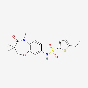 molecular formula C18H22N2O4S2 B2968809 5-ethyl-N-(3,3,5-trimethyl-4-oxo-2,3,4,5-tetrahydrobenzo[b][1,4]oxazepin-8-yl)thiophene-2-sulfonamide CAS No. 922093-37-6