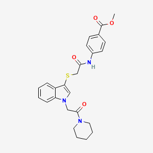 molecular formula C25H27N3O4S B2968811 methyl 4-[({[1-(2-oxo-2-piperidin-1-ylethyl)-1H-indol-3-yl]thio}acetyl)amino]benzoate CAS No. 878053-19-1