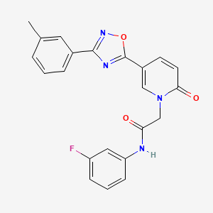 molecular formula C22H17FN4O3 B2968816 N-(3-fluorophenyl)-2-{5-[3-(3-methylphenyl)-1,2,4-oxadiazol-5-yl]-2-oxopyridin-1(2H)-yl}acetamide CAS No. 1326822-06-3