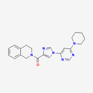molecular formula C22H24N6O B2968821 3,4-dihydro-2(1H)-isoquinolinyl[1-(6-piperidino-4-pyrimidinyl)-1H-imidazol-4-yl]methanone CAS No. 1251605-37-4