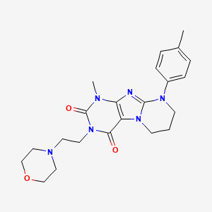 molecular formula C22H28N6O3 B2968824 1-methyl-9-(4-methylphenyl)-3-(2-morpholin-4-ylethyl)-7,8-dihydro-6H-purino[7,8-a]pyrimidine-2,4-dione CAS No. 845902-20-7