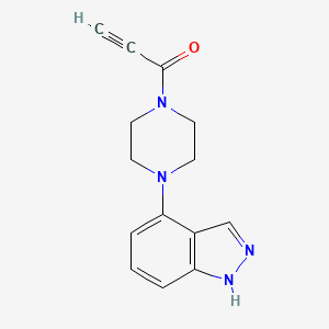 molecular formula C14H14N4O B2968829 1-[4-(1H-Indazol-4-yl)piperazin-1-yl]prop-2-yn-1-one CAS No. 2411315-02-9
