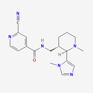molecular formula C18H22N6O B2968830 2-Cyano-N-[[(2R,3S)-1-methyl-2-(3-methylimidazol-4-yl)piperidin-3-yl]methyl]pyridine-4-carboxamide CAS No. 2223594-47-4