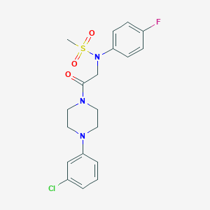 molecular formula C19H21ClFN3O3S B296884 N-{2-[4-(3-chlorophenyl)-1-piperazinyl]-2-oxoethyl}-N-(4-fluorophenyl)methanesulfonamide 