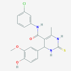 N-(3-chlorophenyl)-4-(4-hydroxy-3-methoxyphenyl)-6-methyl-2-sulfanylidene-1,2,3,4-tetrahydropyrimidine-5-carboxamide