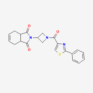 molecular formula C21H19N3O3S B2968864 2-(1-(2-phenylthiazole-4-carbonyl)azetidin-3-yl)-3a,4,7,7a-tetrahydro-1H-isoindole-1,3(2H)-dione CAS No. 2034492-29-8