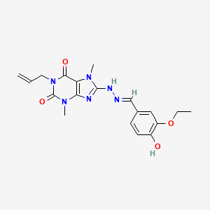 (E)-1-allyl-8-(2-(3-ethoxy-4-hydroxybenzylidene)hydrazinyl)-3,7-dimethyl-1H-purine-2,6(3H,7H)-dione