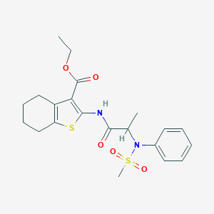 molecular formula C21H26N2O5S2 B296888 ethyl 2-{[N-(methylsulfonyl)-N-phenylalanyl]amino}-4,5,6,7-tetrahydro-1-benzothiophene-3-carboxylate 