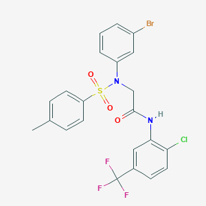 molecular formula C22H17BrClF3N2O3S B296889 2-{3-bromo[(4-methylphenyl)sulfonyl]anilino}-N-[2-chloro-5-(trifluoromethyl)phenyl]acetamide 