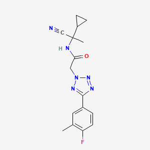 molecular formula C16H17FN6O B2968892 N-(1-cyano-1-cyclopropylethyl)-2-[5-(4-fluoro-3-methylphenyl)-2H-1,2,3,4-tetrazol-2-yl]acetamide CAS No. 1252549-59-9